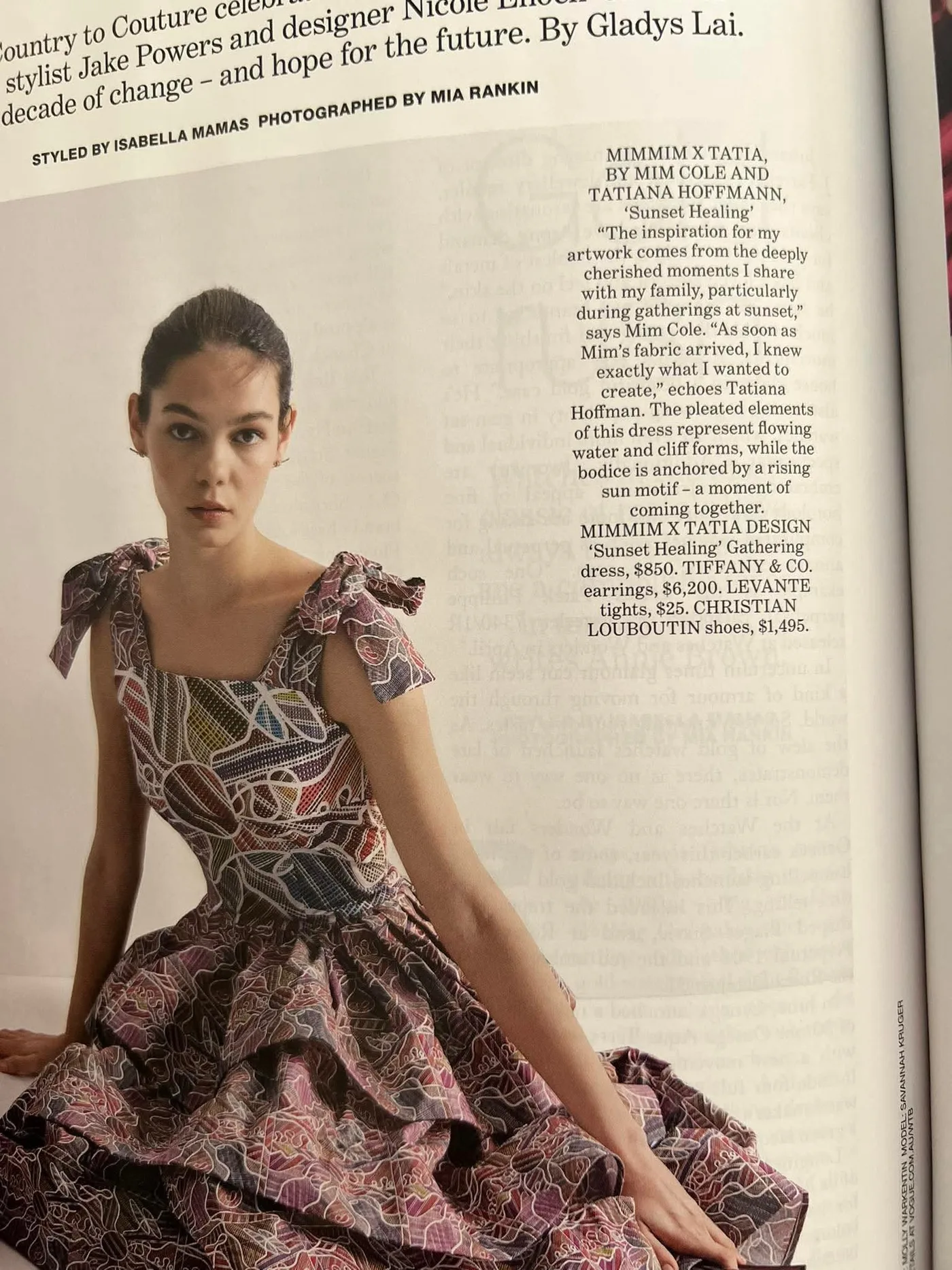 Vogue feature page showcasing the “Sunset Healing” dress by Mimmim x TATIA
